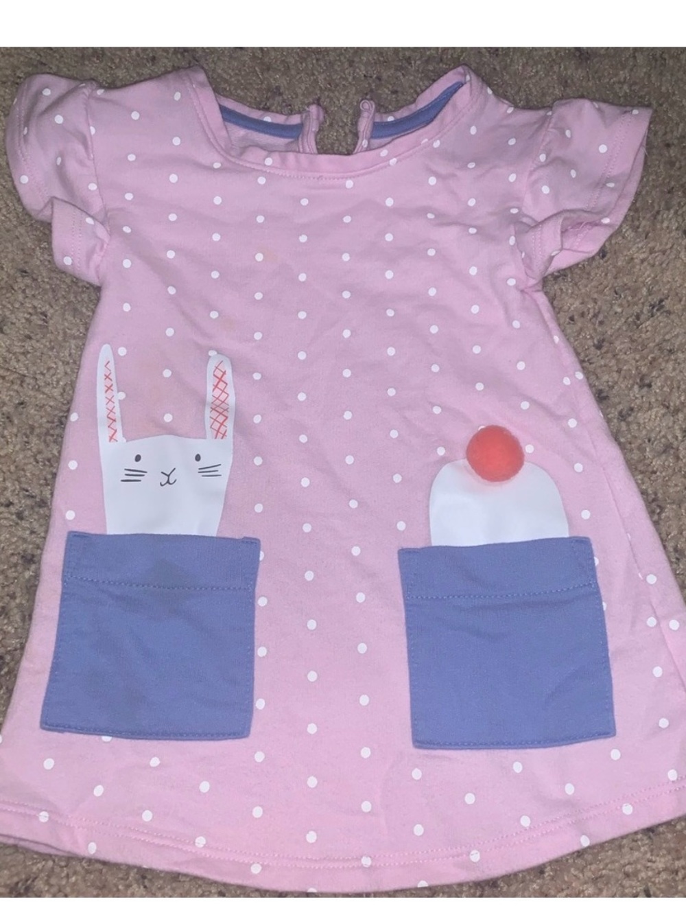 Cat and Jack Pink Polka Dot Bunny Pocket Dress